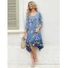Zeagoo Midi Dresses Women 2026 Spring Dress 3/4 Sleeve Casual Dresses with Pockets A Line Summer Beach Sundress(Gradient Blue)