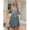 Zeagoo Midi Dresses Women 2026 Spring Dress 3/4 Sleeve Casual Dresses with Pockets A Line Summer Beach Sundress(Green Floral)