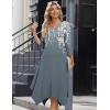 Zeagoo Midi Dresses Women 2026 Spring Dress 3/4 Sleeve Casual Dresses with Pockets A Line Summer Beach Sundress(Green Floral)