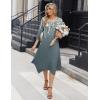 Zeagoo Midi Dresses Women 2026 Spring Dress 3/4 Sleeve Casual Dresses with Pockets A Line Summer Beach Sundress(Green Floral)