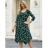Zeagoo Midi Dresses Women 2026 Spring Dress 3/4 Sleeve Casual Dresses with Pockets A Line Summer Beach Sundress(Green Printing)