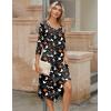 Zeagoo Midi Dresses Women 2026 Spring Dress 3/4 Sleeve Casual Dresses with Pockets A Line Summer Beach Sundress(Halloween Black)