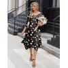Zeagoo Midi Dresses Women 2026 Spring Dress 3/4 Sleeve Casual Dresses with Pockets A Line Summer Beach Sundress(Halloween Black)