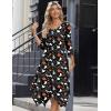 Zeagoo Midi Dresses Women 2026 Spring Dress 3/4 Sleeve Casual Dresses with Pockets A Line Summer Beach Sundress(Halloween Black)