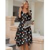 Zeagoo Midi Dresses Women 2026 Spring Dress 3/4 Sleeve Casual Dresses with Pockets A Line Summer Beach Sundress(Halloween Black)