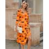 Zeagoo Midi Dresses Women 2026 Spring Dress 3/4 Sleeve Casual Dresses with Pockets A Line Summer Beach Sundress(Halloween Pumpkin)