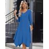 Zeagoo Midi Dresses Women 2026 Spring Dress 3/4 Sleeve Casual Dresses with Pockets A Line Summer Beach Sundress(Navy)
