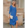 Zeagoo Midi Dresses Women 2026 Spring Dress 3/4 Sleeve Casual Dresses with Pockets A Line Summer Beach Sundress(Navy)
