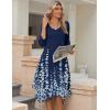 Zeagoo Midi Dresses Women 2026 Spring Dress 3/4 Sleeve Casual Dresses with Pockets A Line Summer Beach Sundress(Navy Blue Floral)