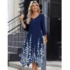 Zeagoo Midi Dresses Women 2026 Spring Dress 3/4 Sleeve Casual Dresses with Pockets A Line Summer Beach Sundress(Navy Blue Floral)