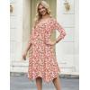 Zeagoo Midi Dresses Women 2026 Spring Dress 3/4 Sleeve Casual Dresses with Pockets A Line Summer Beach Sundress(Pink Floral)