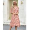 Zeagoo Midi Dresses Women 2026 Spring Dress 3/4 Sleeve Casual Dresses with Pockets A Line Summer Beach Sundress(Pink Floral)