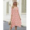 Zeagoo Midi Dresses Women 2026 Spring Dress 3/4 Sleeve Casual Dresses with Pockets A Line Summer Beach Sundress(Pink Floral)