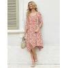 Zeagoo Midi Dresses Women 2026 Spring Dress 3/4 Sleeve Casual Dresses with Pockets A Line Summer Beach Sundress(Pink Floral)