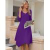 Zeagoo Midi Dresses Women 2026 Spring Dress 3/4 Sleeve Casual Dresses with Pockets A Line Summer Beach Sundress(Purple)