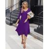 Zeagoo Midi Dresses Women 2026 Spring Dress 3/4 Sleeve Casual Dresses with Pockets A Line Summer Beach Sundress(Purple)