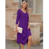 Zeagoo Midi Dresses Women 2026 Spring Dress 3/4 Sleeve Casual Dresses with Pockets A Line Summer Beach Sundress(Purple)