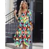 Zeagoo Midi Dresses Women 2026 Spring Dress 3/4 Sleeve Casual Dresses with Pockets A Line Summer Beach Sundress(Red Blue)