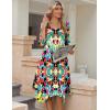 Zeagoo Midi Dresses Women 2026 Spring Dress 3/4 Sleeve Casual Dresses with Pockets A Line Summer Beach Sundress(Red Blue)