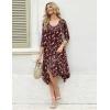 Zeagoo Midi Dresses Women 2026 Spring Dress 3/4 Sleeve Casual Dresses with Pockets A Line Summer Beach Sundress(Red Printing)