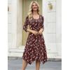 Zeagoo Midi Dresses Women 2026 Spring Dress 3/4 Sleeve Casual Dresses with Pockets A Line Summer Beach Sundress(Red Printing)