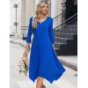 Zeagoo Midi Dresses Women 2026 Spring Dress 3/4 Sleeve Casual Dresses with Pockets A Line Summer Beach Sundress(Royal Blue)