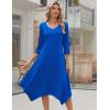 Zeagoo Midi Dresses Women 2026 Spring Dress 3/4 Sleeve Casual Dresses with Pockets A Line Summer Beach Sundress(Royal Blue)