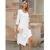 Zeagoo Midi Dresses Women 2026 Spring Dress 3/4 Sleeve Casual Dresses with Pockets A Line Summer Beach Sundress(White)