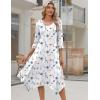 Zeagoo Midi Dresses Women 2026 Spring Dress 3/4 Sleeve Casual Dresses with Pockets A Line Summer Beach Sundress(White Blue)