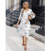 Zeagoo Midi Dresses Women 2026 Spring Dress 3/4 Sleeve Casual Dresses with Pockets A Line Summer Beach Sundress(White Blue)