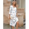 Zeagoo Midi Dresses Women 2026 Spring Dress 3/4 Sleeve Casual Dresses with Pockets A Line Summer Beach Sundress(White Blue)