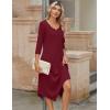 Zeagoo Midi Dresses Women 2026 Spring Dress 3/4 Sleeve Casual Dresses with Pockets A Line Summer Beach Sundress(Wine Red)