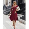 Zeagoo Midi Dresses Women 2026 Spring Dress 3/4 Sleeve Casual Dresses with Pockets A Line Summer Beach Sundress(Wine Red)