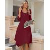 Zeagoo Midi Dresses Women 2026 Spring Dress 3/4 Sleeve Casual Dresses with Pockets A Line Summer Beach Sundress(Wine Red)