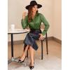 Zeagoo Satin Blouses for Women Casual Long Sleeve Button Down Silk Shirts Dressy Business Work Tunic Top(Army Green)