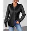 Zeagoo Satin Blouses for Women Casual Long Sleeve Button Down Silk Shirts Dressy Business Work Tunic Top(Black)