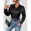 Zeagoo Satin Blouses for Women Casual Long Sleeve Button Down Silk Shirts Dressy Business Work Tunic Top(Black)