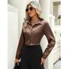 Zeagoo Satin Blouses for Women Casual Long Sleeve Button Down Silk Shirts Dressy Business Work Tunic Top(Brown)