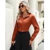 Zeagoo Satin Blouses for Women Casual Long Sleeve Button Down Silk Shirts Dressy Business Work Tunic Top(Caramel)