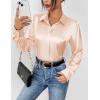 Zeagoo Satin Blouses for Women Casual Long Sleeve Button Down Silk Shirts Dressy Business Work Tunic Top(Champagne)