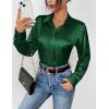 Zeagoo Satin Blouses for Women Casual Long Sleeve Button Down Silk Shirts Dressy Business Work Tunic Top(Green)