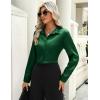 Zeagoo Satin Blouses for Women Casual Long Sleeve Button Down Silk Shirts Dressy Business Work Tunic Top(Green)
