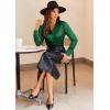 Zeagoo Satin Blouses for Women Casual Long Sleeve Button Down Silk Shirts Dressy Business Work Tunic Top(Green)