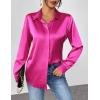 Zeagoo Satin Blouses for Women Casual Long Sleeve Button Down Silk Shirts Dressy Business Work Tunic Top(Hot Pink)