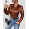 Zeagoo Satin Blouses for Women Casual Long Sleeve Button Down Silk Shirts Dressy Business Work Tunic Top(Light Brown)