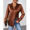 Zeagoo Satin Blouses for Women Casual Long Sleeve Button Down Silk Shirts Dressy Business Work Tunic Top(Light Brown)