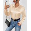 Zeagoo Satin Blouses for Women Casual Long Sleeve Button Down Silk Shirts Dressy Business Work Tunic Top(Light Khaki)