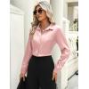Zeagoo Satin Blouses for Women Casual Long Sleeve Button Down Silk Shirts Dressy Business Work Tunic Top(Light Pink)