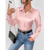 Zeagoo Satin Blouses for Women Casual Long Sleeve Button Down Silk Shirts Dressy Business Work Tunic Top(Light Pink)