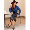 Zeagoo Satin Blouses for Women Casual Long Sleeve Button Down Silk Shirts Dressy Business Work Tunic Top(Navy Blue)